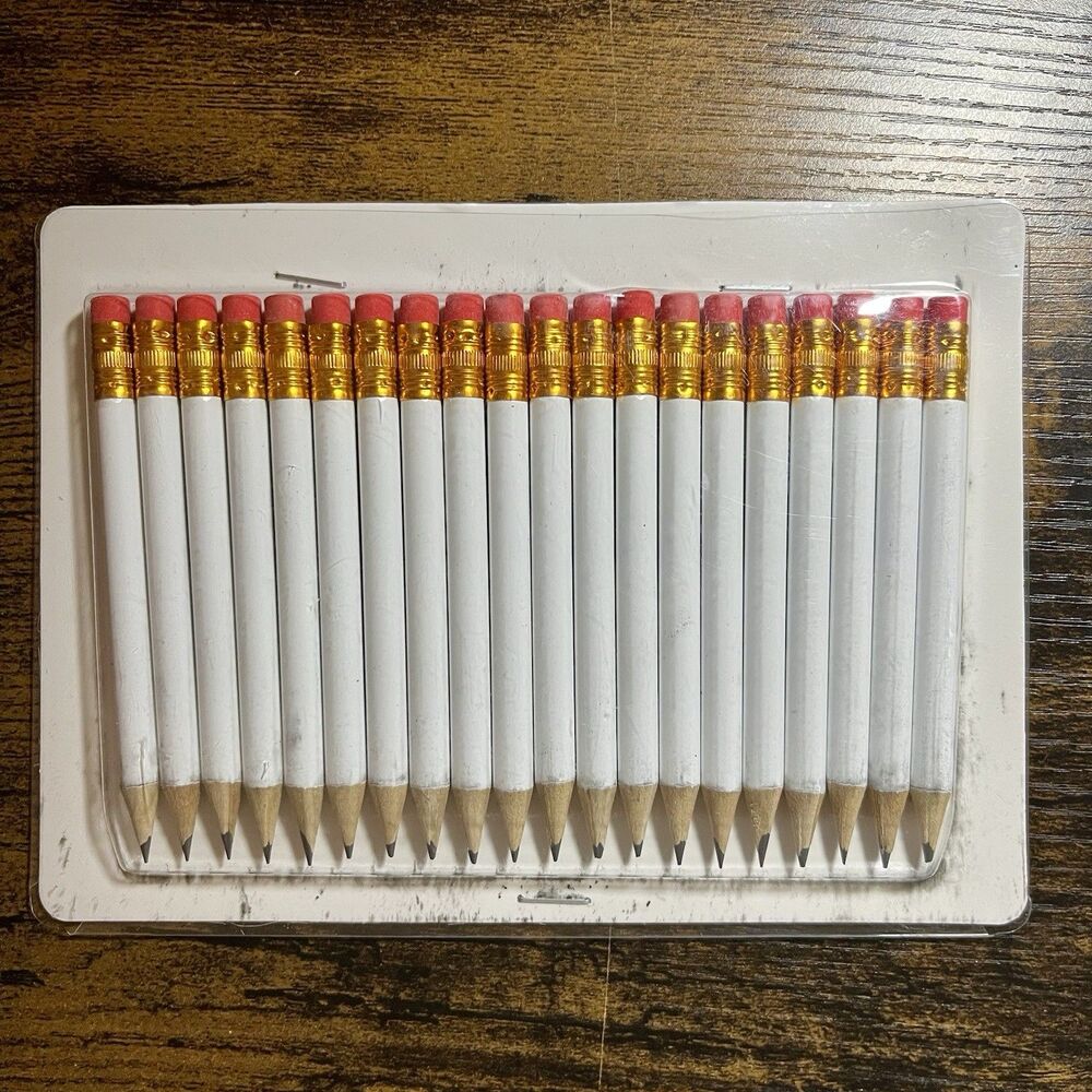 20 Pack Golf Pencils with Erasers Back to School Half Size Pencils NIP